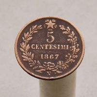 Италия 5 чентезимо 1867