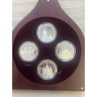 Беларусь Серебро 20 Рублей 2010 года Комплект из 4 монет Храмы + Сертификат + Коробка