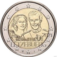 2 евро 2021 Люксембург 40 лет бракосочетанию Великого Герцога UNC из ролла