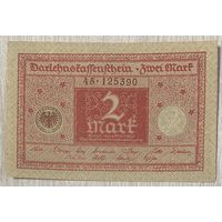 Банкнота 2 марки 1920 год. Веймарская республика С рубля без МЦ.