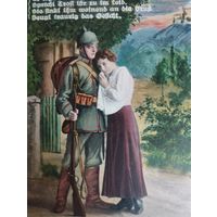 Фото ПМВ .  Боец в пикельхельме с дамой -патриотика.Оригинал!