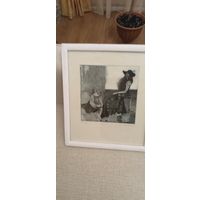 Офорт . Диолог .А.Л.Малышева  1995г.