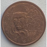 Франция 2 евроцента 2010 г.