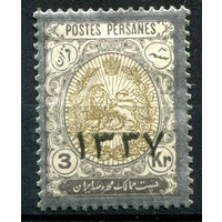 Персия (Иран) - 1918г. - лев, надпечатка, 3 K - 1 марка - MH с потрескавшимся клеем [Mi 424]. #4-W1-119-A-1