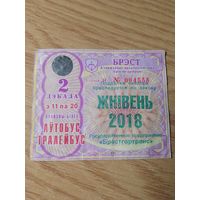 Декадный проездной Автобус-троллейбус Брест, июль 2018 г.