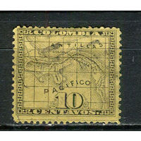 Панама в составе Колумбии - 1887/1882 - Карта 10С - [Mi.8] - 1 марка. Гашеная.  (Лот 17Ju)-T25P8
