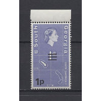 Южная Георгия остров /South Georgia island 1971** Карта, Елизавета II   Новый номинал
