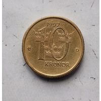 10 крон 1992 года Швеция. Король Карл 16 Густав.