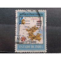 Индия, колония Португалии, 1956/1959. Карта Португальских колоний в Индии, надпечатка