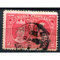 Британские колонии - Канада - 1908г. - король Георг V, королева Мария, 300 лет основания Квебека, 3 с - 1 марка - гашёная [Mi 86]. #3-WB-100-A-1