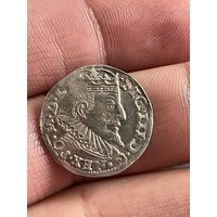 3 гроша 1593 Вильно! Красивый Прочекан портрета!