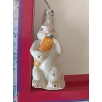 Ёлочная игрушка ссср Заяц толстое стекло