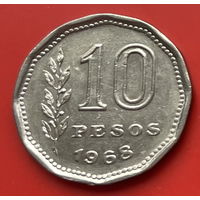 45-06 Аргентина 10 песо 1968 г.