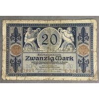 Банкнота 20 марок 1915 год. Германская империя.