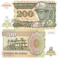 Заир 200 заиров образца 1994 года UNC p61a