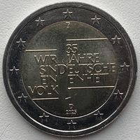 Германия 2 евро 2025 г. А. 35 лет объединению Германии