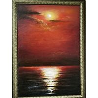 Морской пейзаж, холст, масло, с рамой