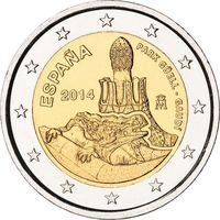 2 евро Испания 2014 Работы Антони Гауди в Барселоне парк Гуэля UNC из ролла