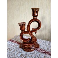 Подсвечник, обливная керамика.