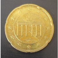 Германия 20 евроцентов, 2017_ KM# 255_ Одна на АУ_РЕДКАЯ_"F"–Штутгарт