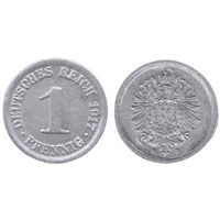 Германская Империя (II Рейх, Германия). Королевство Бавария. 1 пфенниг 1917 D (Мюнхен).