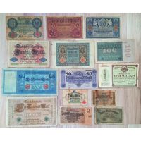 КОЛЛЕКЦИЯ Банкнот Старой Германии 14 штук