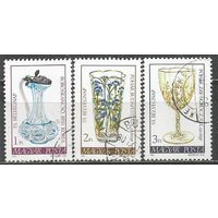 Венгрия. День почтовой марки. Художественное стекло. 1980г. Mi#3445-47. Серия.