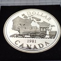 1 доллар Канады 1981 года. 100 лет трансконтинентальной железной дороге.Серебро.