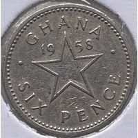 Гана 6 пенсов 1958 г. В холдере