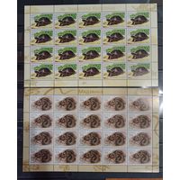 Марки Беларуси 2003 года, Рептилии Беларуси, полная чистая серия в листах, КМ 503 - 504, каталог 44 евро