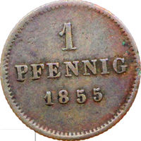 РАСПРОДАЖА!!! - ГЕРМАНИЯ БАВАРИЯ 1 пфенниг 1855 год