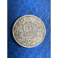 Швейцария 1 Франк 1911 серебро