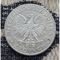 Польша 5 злотых 1933 года. Ядвига. Буква монетного двора. Серебро. Сторгуй за свою цену, предложи обмен!