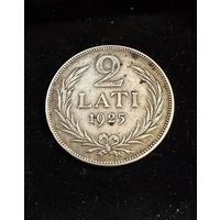 2 лата 1925 г.  Латвия.  Серебро