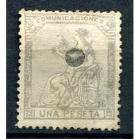 Испания (Первая Республика) - 1873г. - аллегория, 1 Pta - 1 марка - гашёная пробоем [Mi 131]. #1-Sp-3-A-1