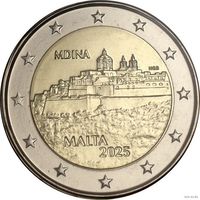 2 евро 2025 Мальта Мдина UNC из ролла