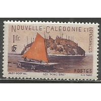 Новая Каледония. Местные мотивы. Остров. Яхта. 1948г. Mi#332.