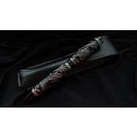Лимитированная настольная перьевая ручка SENYA. 22KGP. Дракон. Нефрит. 170 мм. Чехол: натуральная кожа.