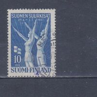 [2251] Финляндия 1947. Спорт.Гимнасты. Одиночный выпуск.Гашеная марка.