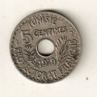 Тунис 5 сантим 1919