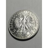 5 злотых 1933г UNC