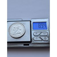 5 лит 1936 года. Литва, Первая Республика (1925 - 1938). Серебро 750. Монета не чищена. R45500.