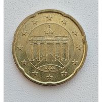 Германия 20 евроцентов, 2022_ KM# 255_Отметка м.д. "G" - Карлсруэ