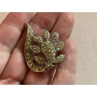 Брошь Необычный цветок Паве из страз Германия винтаж