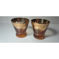 Рюмка 2 шт 50 мл оранжевые с позолотой