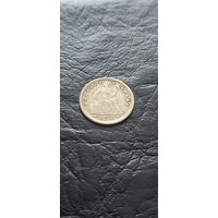 Распродажа! Серебро. Пол дайма 1853 года. Торг. Смотрите другие мои лоты