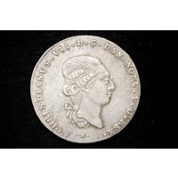 1 спесие далер 1808 г. Шлезвиг-Гольштейн (Дания), Кристиан VII. Кабинетнвя патина, штемпельный блеск, пореже!