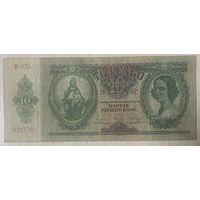 Банкнота 10 пенго 1936 год.  Венгрия. С рубля без МЦ.