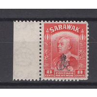 Саравак 1947 ** 8 cents, надпечатка "Королевский Вензель" левое поле