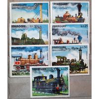 Парагвай 1972г. 7 из 9 марок серии "История жд транспорта". **